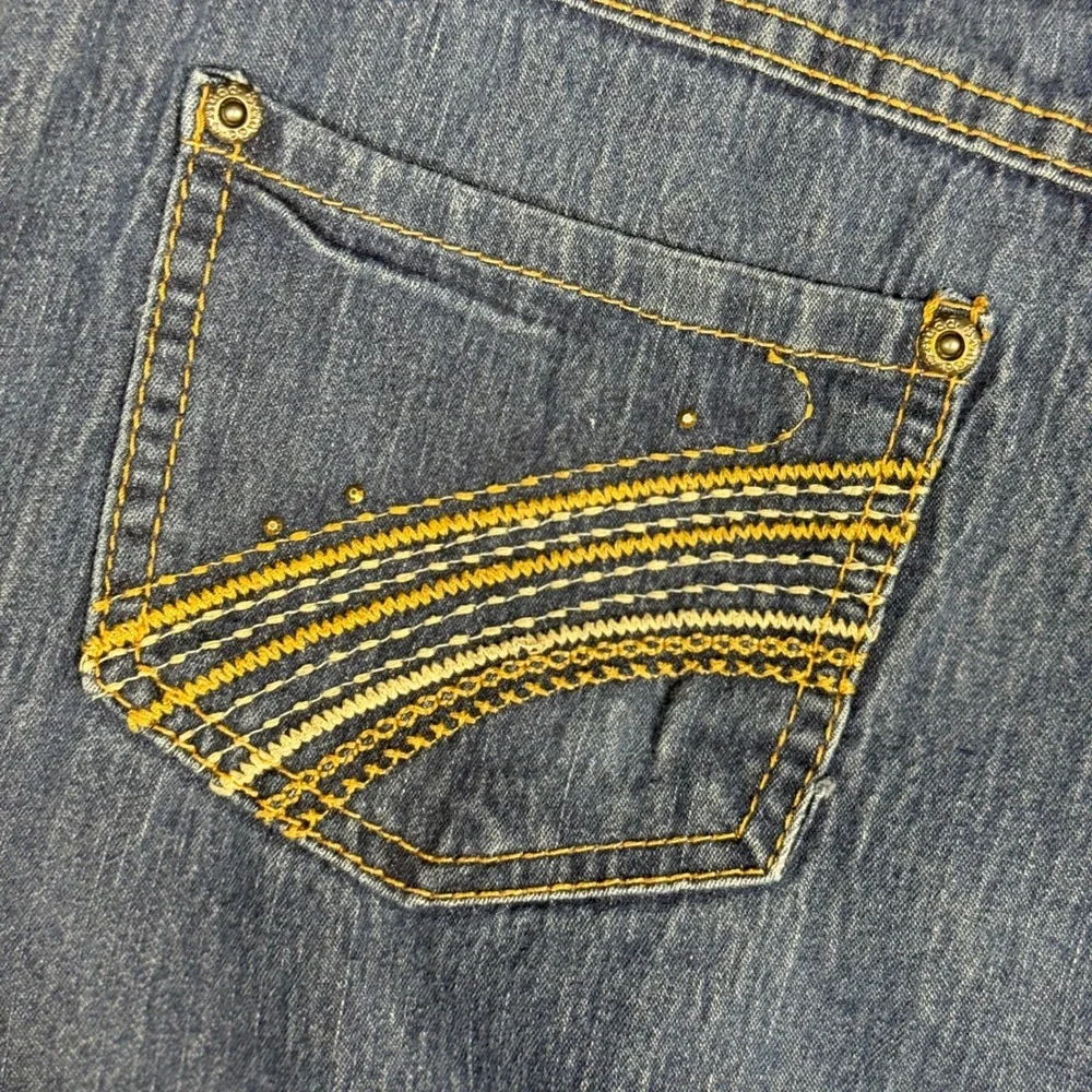 Mudd Jeans Girls 16 Blue 6BM31217 Slim Leg Stretch Denim Embroidered Pockets see